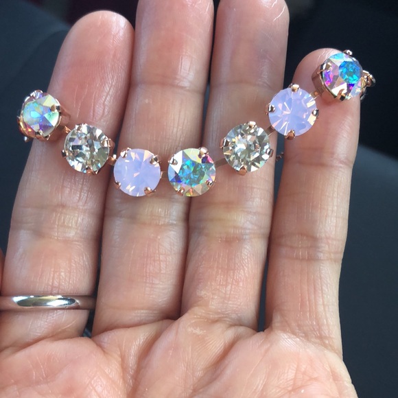 Aurora Borealis, Classic Crystal + Pink Opal Bracelet - Picture 2 of 15